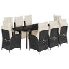 vidaXL Set da Pranzo da Giardino 9 pz con Cuscini Nero in Polyrattan