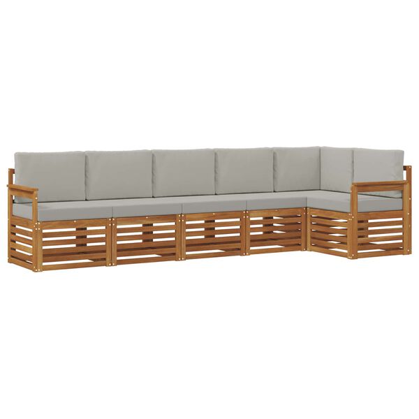 vidaXL Set divani con cuscino 6 pcs Grigio Naturale e Chiaro