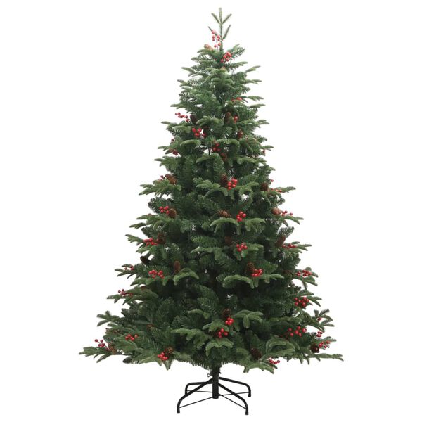 vidaXL Albero Natale Artificiale Incernierato con Pigne e Bacche 210cm