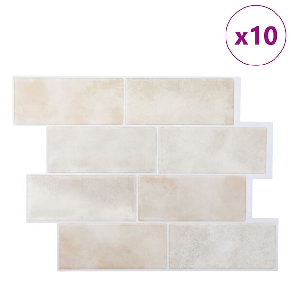 vidaXL Piastrella subway 10 pcs Marmo Beige 29.4 x 21.4 cm