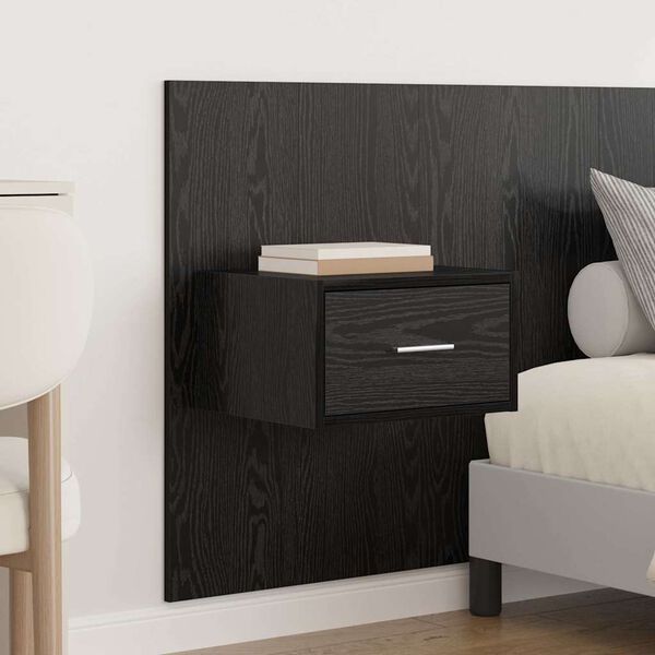 vidaXL Testata con Comodino 3 pcs Rovere Nero Legno multistrato