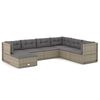 vidaXL Set Divani da Giardino 7 pz con Cuscini in Polyrattan Grigio