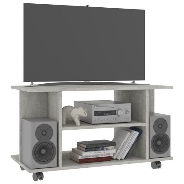 vidaXL Mobile TV con Ruote Grigio Cemento 80x40x45 cm in Multistrato
