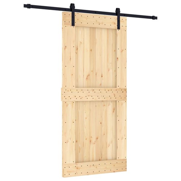 vidaXL Porta Scorrevole con Set Hardware 95x210 cm Legno Massello Pino