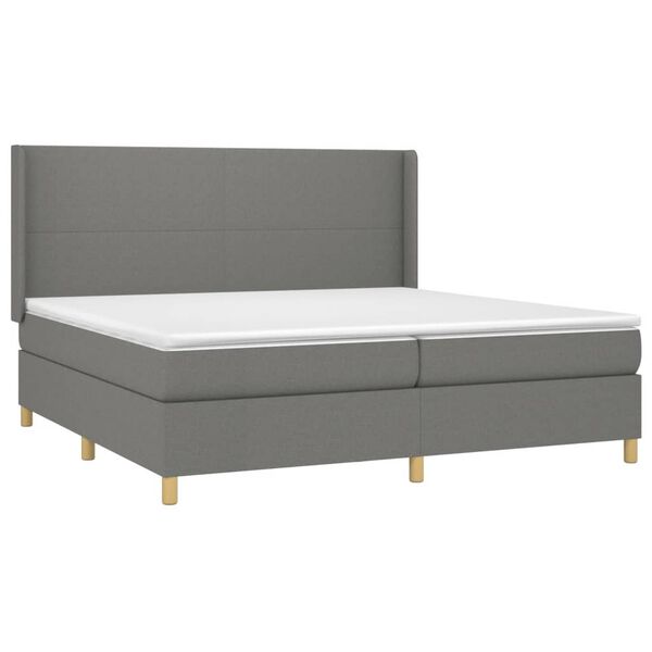 vidaXL Letto a Molle Materasso e LED Grigio Scuro 200x200cm in Tessuto
