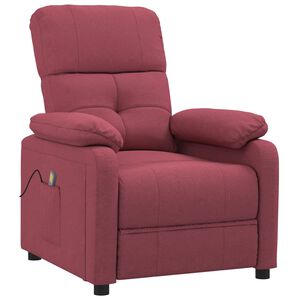 vidaXL Poltrona Massaggiante Elettrica Rosso Vino in Tessuto