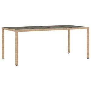 vidaXL Tavolo da Giardino Piano in Vetro Beige 190x90x75 cm Polyrattan