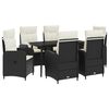 vidaXL Set Tavolo da Salotto con cuscino 7 pcs Nero e Bianco Crema