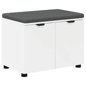 vidaXL Panca per ingresso con cuscino con porta Bianco 60 x 38 x 46 cm