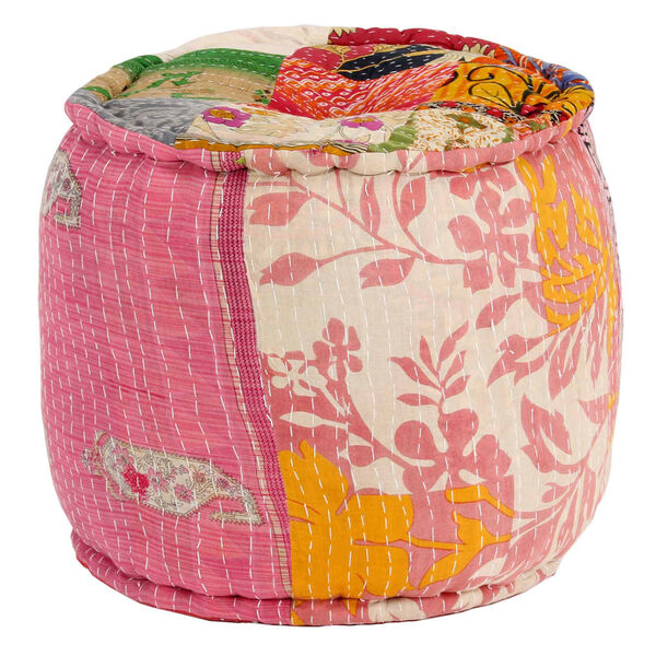 vidaXL Pouf e Tappeto 3 pz in Tessuto Patchwork