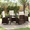 vidaXL Set da Pranzo per Giardino con cuscino 5 pcs Marrone polyrattan