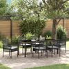 vidaXL Set da Pranzo per Giardino con cuscino 7 pcs Nero polyrattan