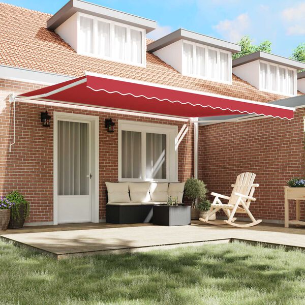 vidaXL Tenda da Sole Rosso 4,5 &times; 3 m Poliestere e metallo