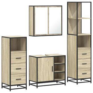 vidaXL Set Mobili da Bagno 4 pz Rovere Sonoma in Legno Multistrato