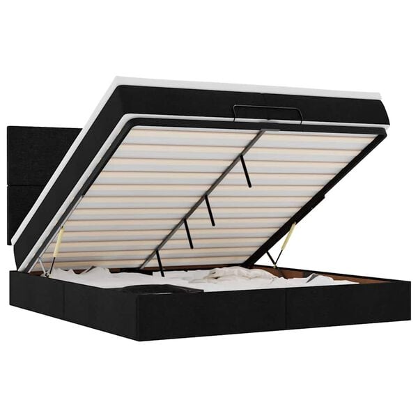 vidaXL Struttura Letto Pouf con Materassi Nero 200x200 cm in Tessuto