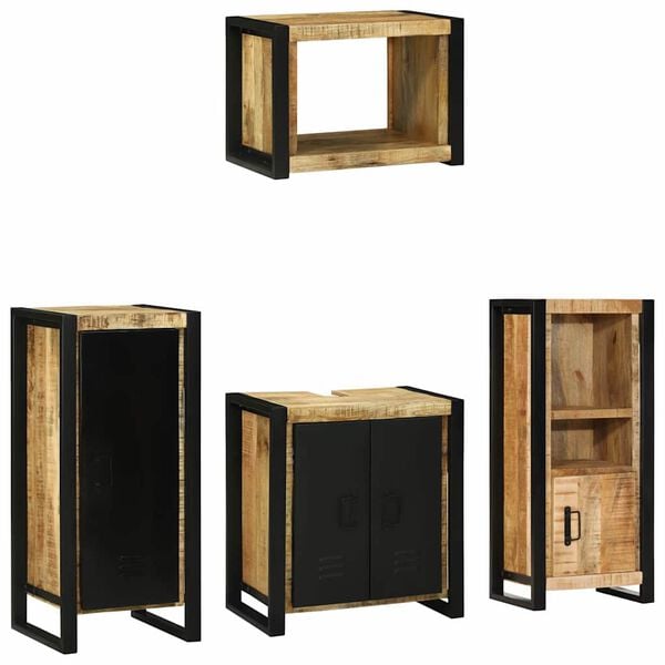 vidaXL Set di mobili per il bagno 4 pcs Legno Recuperato Massello