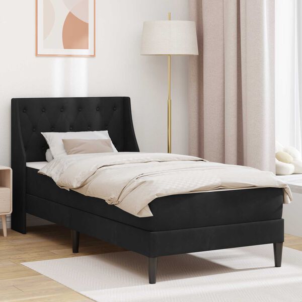 vidaXL Struttura letto con materasso Nero 80 x 200 cm Velluto