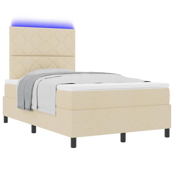 vidaXL Letto a molle con materasso con led Crema 120 x 190 cm Tessuto