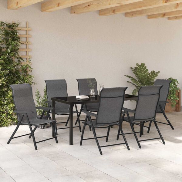 vidaXL Set da Pranzo per Giardino 7 pcs Grigio Poly Rattan