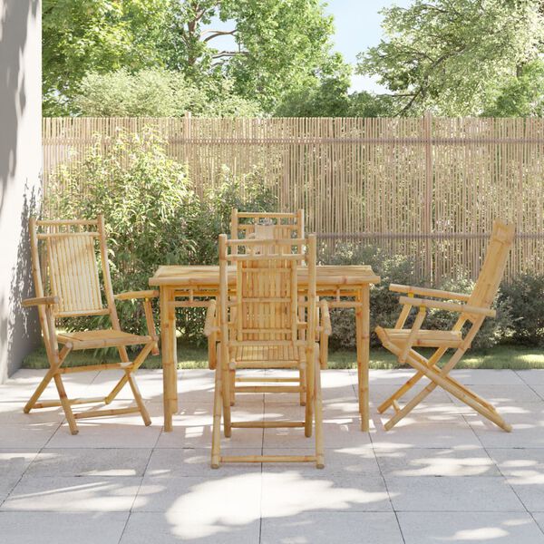vidaXL Sedie da Giardino Pieghevoli 4 pz 53x66x99 cm in Bamb&ugrave;