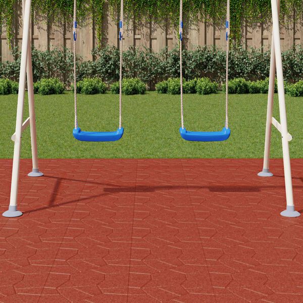 vidaXL Pietra da Passo 6 pcs Rosso 40,5 x 40,5 x 2 cm Gomma