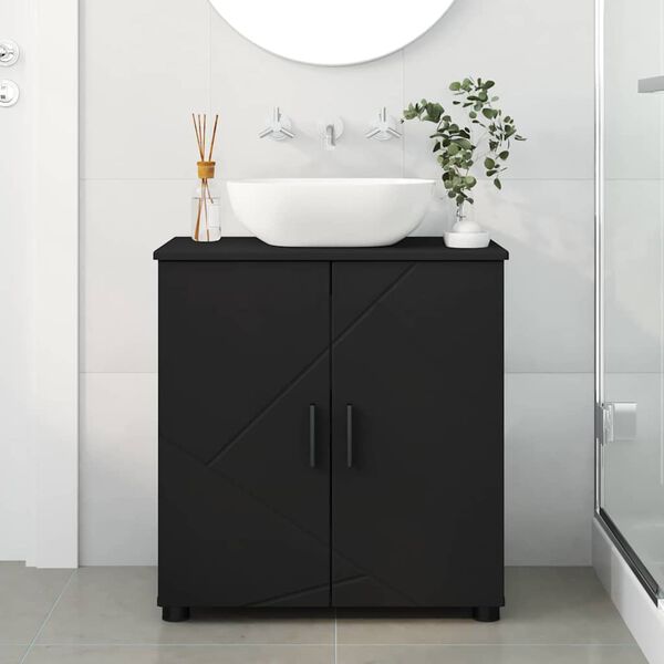 vidaXL Mobile da Bagno con archiviazione Nero 61 x 35 x 64 cm