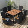 vidaXL Set da Pranzo da Giardino 7 pz in Polyrattan e Acacia Nero