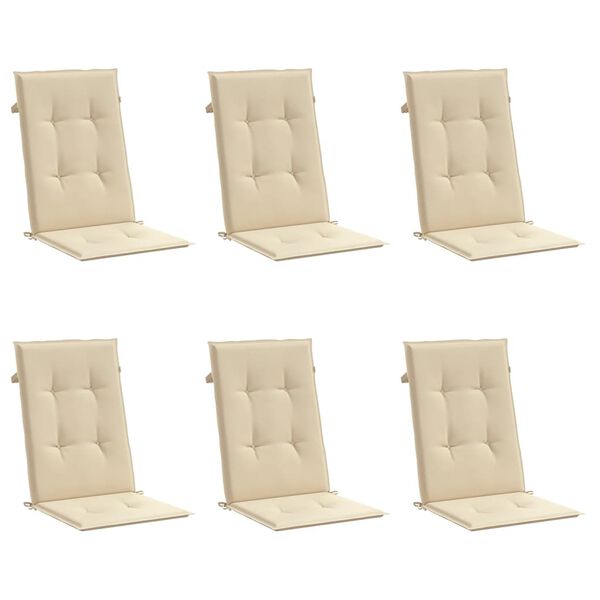vidaXL Cuscini per Sedie 6 pz Beige 120x50x3 cm in Tessuto
