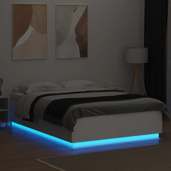 vidaXL Giroletto con Luci LED Bianco 140x200 cm in Legno Multistrato