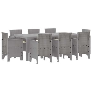 vidaXL Set da Pranzo per Giardino 9 pz Grigio Chiaro Polipropilene