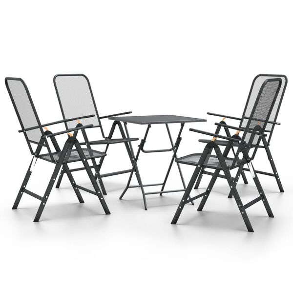 vidaXL Set da Pranzo per Giardino 5pz Rete Metallica Espansa Antracite