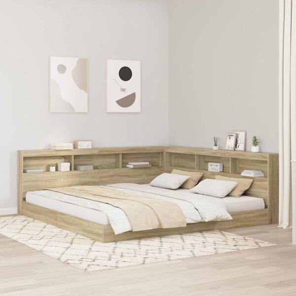 vidaXL Letto Libreria rovere sonoma 180 x 200 cm Legno multistrato