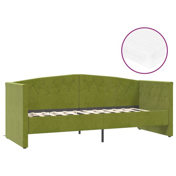 vidaXL Dormeuse con Materasso USB Verde Scuro in Velluto 90x200 cm