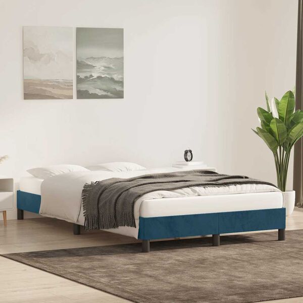 vidaXL Giroletto senza Materasso Blu Scuro 120x210 cm Velluto