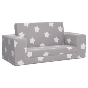 vidaXL Divano Letto Bambini a 2 Posti Grigio Chiaro con Stelle Peluche