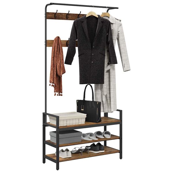 vidaXL Appendiabiti Legno vecchio 95 x 34 x 184 cm Legno multistrato