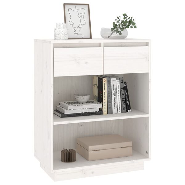 vidaXL Mobile Consolle Bianco 60x34x75 cm in Legno Massello di Pino