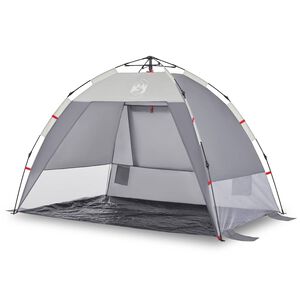 vidaXL Tenda da Spiaggia 2 Persone Grigio Rilascio Rapido Impermeabile