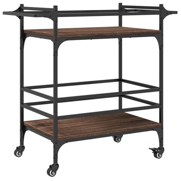 vidaXL Carrello Cucina Rovere Marrone 82x40x78,5 cm Legno Multistrato