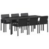 vidaXL Set da Pranzo per Giardino 7 pz Nero polyrattan