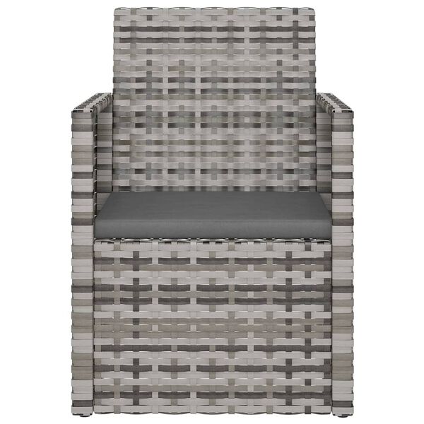 vidaXL Set Divani da Esterno 3 pz con Cuscini in Polyrattan Grigio