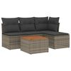 vidaXL Set Divano da Giardino 5 pz con Cuscini Grigio in Polyrattan