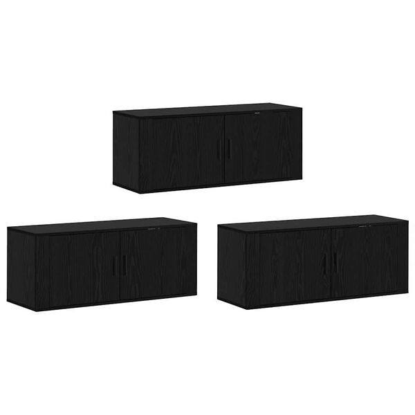 vidaXL Set Mobile TV da Parete 3 pcs Rovere Nero 100 x 34,5 x 40 cm