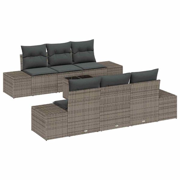 vidaXL Set Divano da Giardino con cuscino 8 pcs Grigio polyrattan