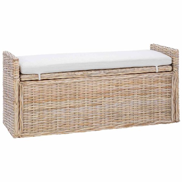 vidaXL Panchina con contenitore Naturale 110 x 40 x 50 cm Rattan
