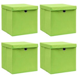 vidaXL Scatole Portaoggetti con Coperchi 4pz Verdi 32x32x32 cm Tessuto