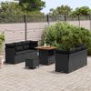 vidaXL Set Divano da Giardino con cuscino 9 pcs Nero polyrattan