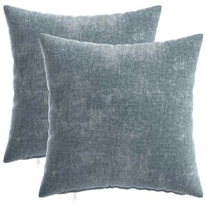 vidaXL Federa 2 pz HEERLEN Azzurro 35 x 35 cm Tessuto Chenille