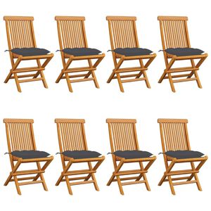 vidaXL Sedie pieghevoli con cuscini color antracite, 8 pezzi, in legno massello di teak.