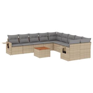vidaXL Set Divani da Giardino 11 pz con Cuscini Beige in Polyrattan